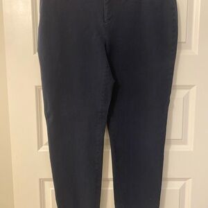 Crown & Ivy Navy Blue Chino Ankle Pant  Trousers Sz 16 Cotton Blend Stretch Comf